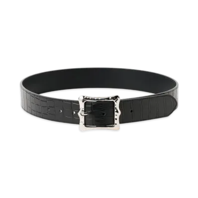 BEAMS FUTURE ARCHIVE Croco Leather Belt "Black"