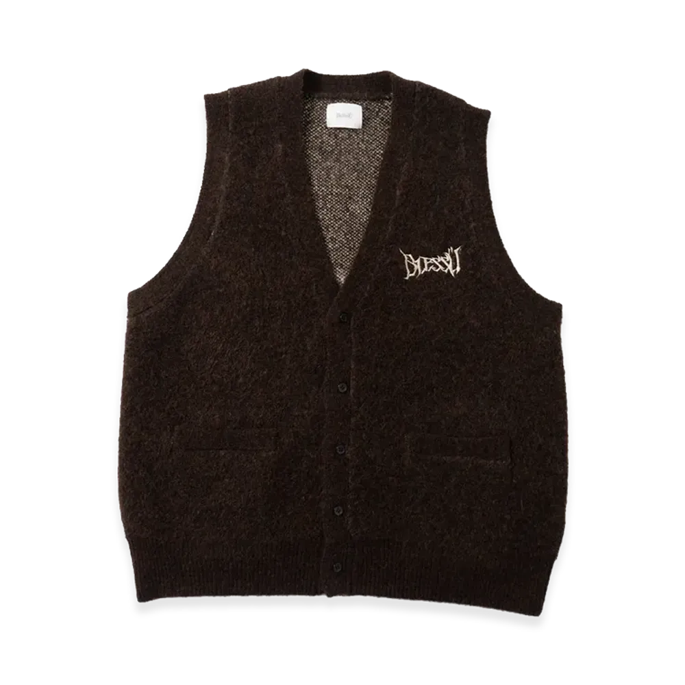 BLESS U Shaggy Knit Vest "Brown"