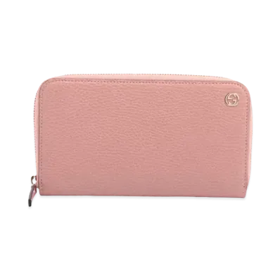 GUCCI Interlocking G Leather Round Zip Wallet ”Pink”