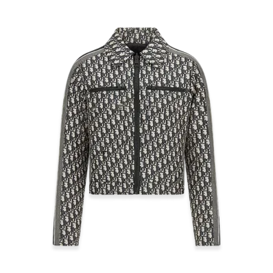 Dior Women's Alps Reversible Cropped Blouson Quilted Technical Taffeta Oblique Motif "Blue"