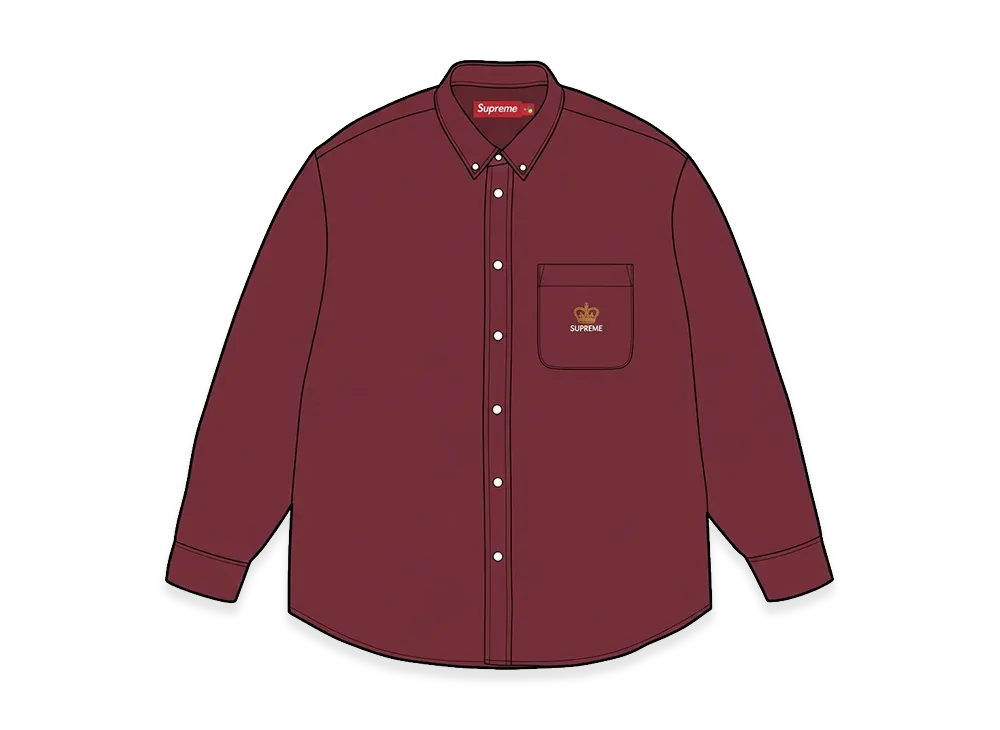 Supreme Loose Fit Flannel Oxford Shirt "Burgundy" (26FW)