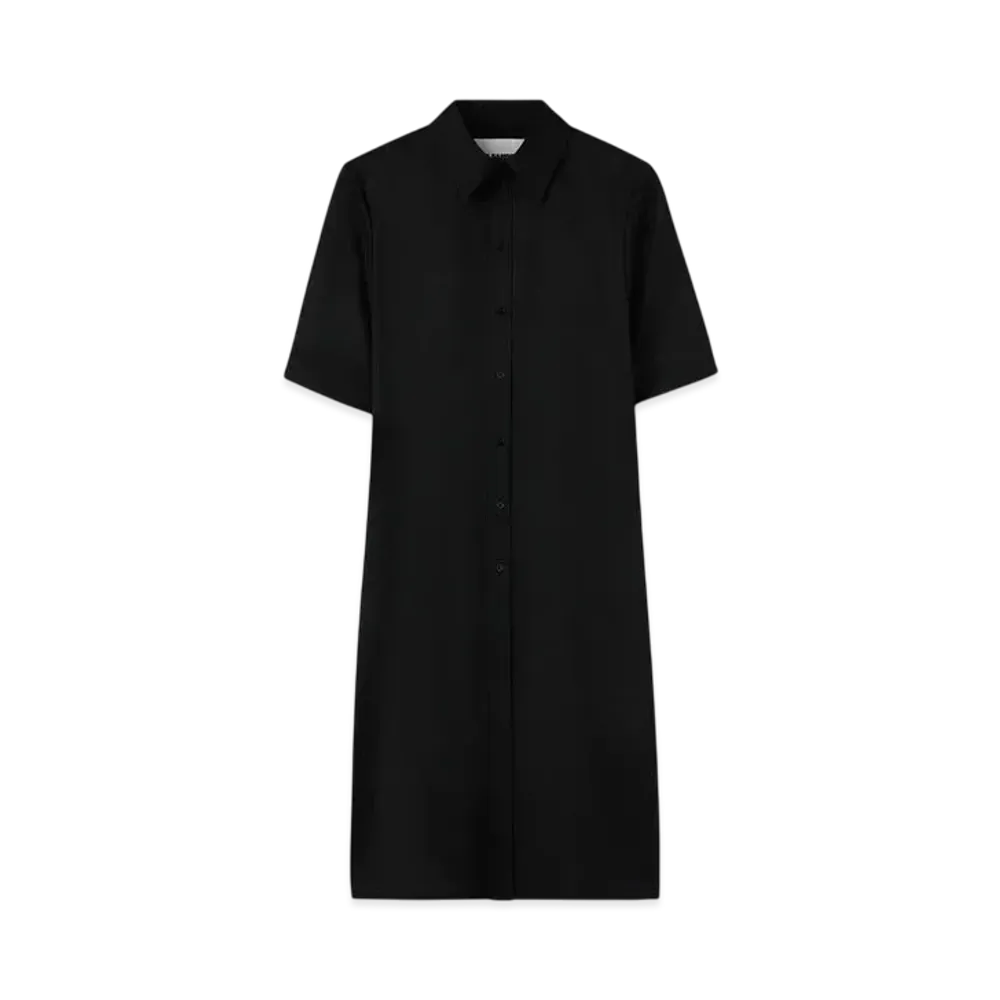 Jil Sander Women's Lightweight Wool Gabardine Shirt "Black"