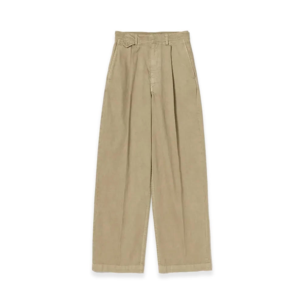 AURALEE Garment-Dyed Finx Light Chino One-Tuck Wide Pants "Beige"