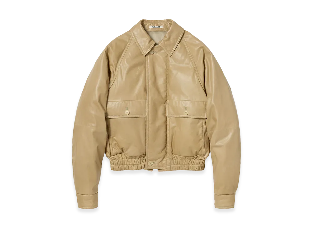 AURALEE Women's Fine Calf Leather Down Blouson "Beige"