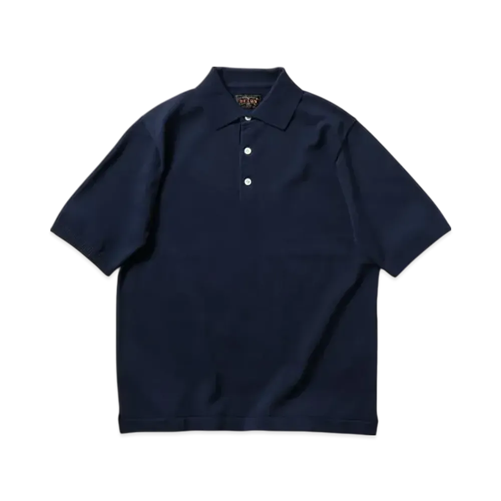 BEAMS Knit Polo 12G "Navy"