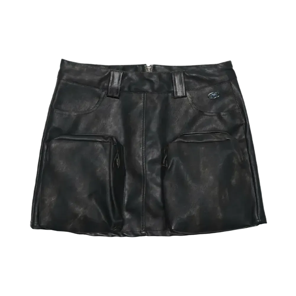 HTH faux leather mini skirt "CHARCOAL"
