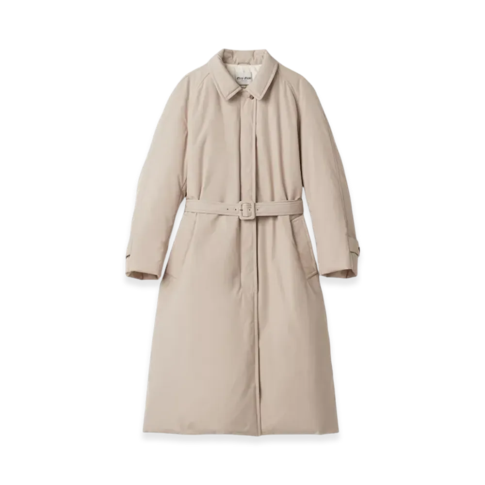 MIU MIU Women's Panama Cotton Down Coat "Limestone"