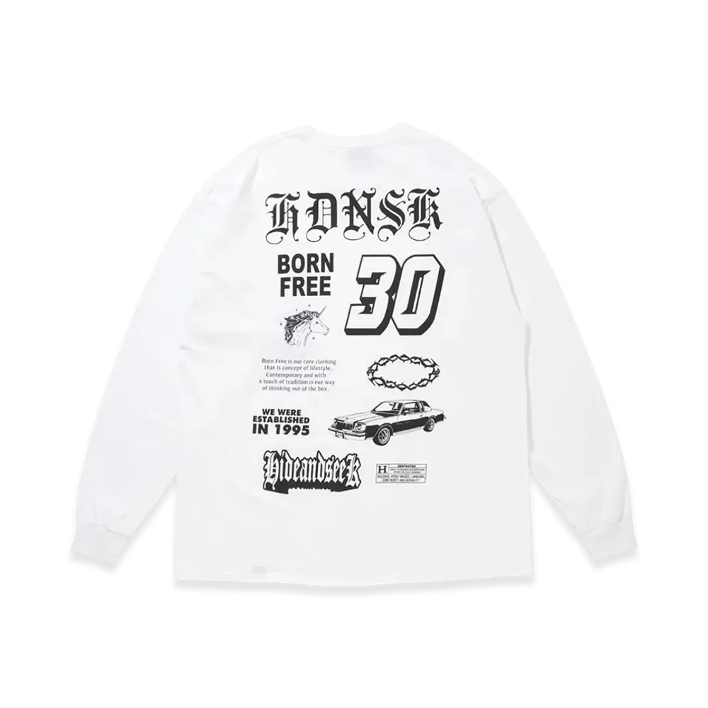 Hide and Seek 30 L/S Tee "White"