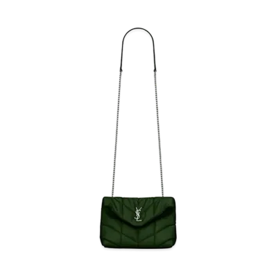 Saint Laurent Puffer Toy Bag In Quilted Lambskin "Deep Green"