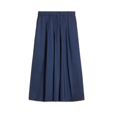 Max Mara Zarda Polyester Taffeta Flared Skirt "Navy"