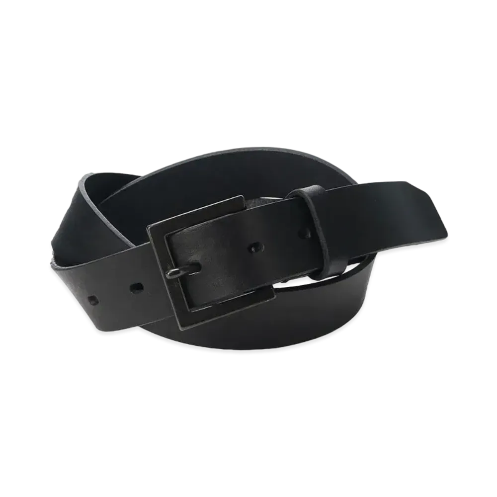 Yohji Yamamoto Pour Homme THICK OIL SOFT LEATHER 30MM PLAIN BELT "Black"