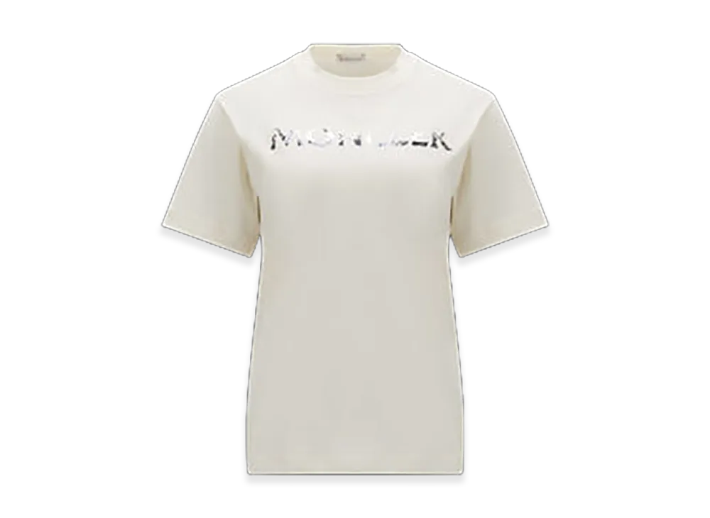MONCLER Women's Sequin Logo T-Shirt "White"