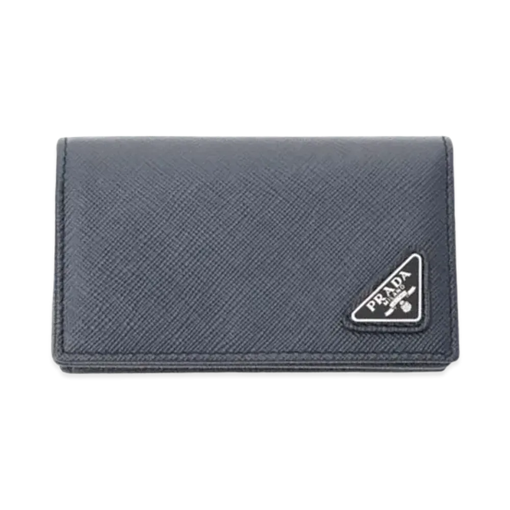 PRADA Saffiano Leather Card Holder "Baltic Blue"