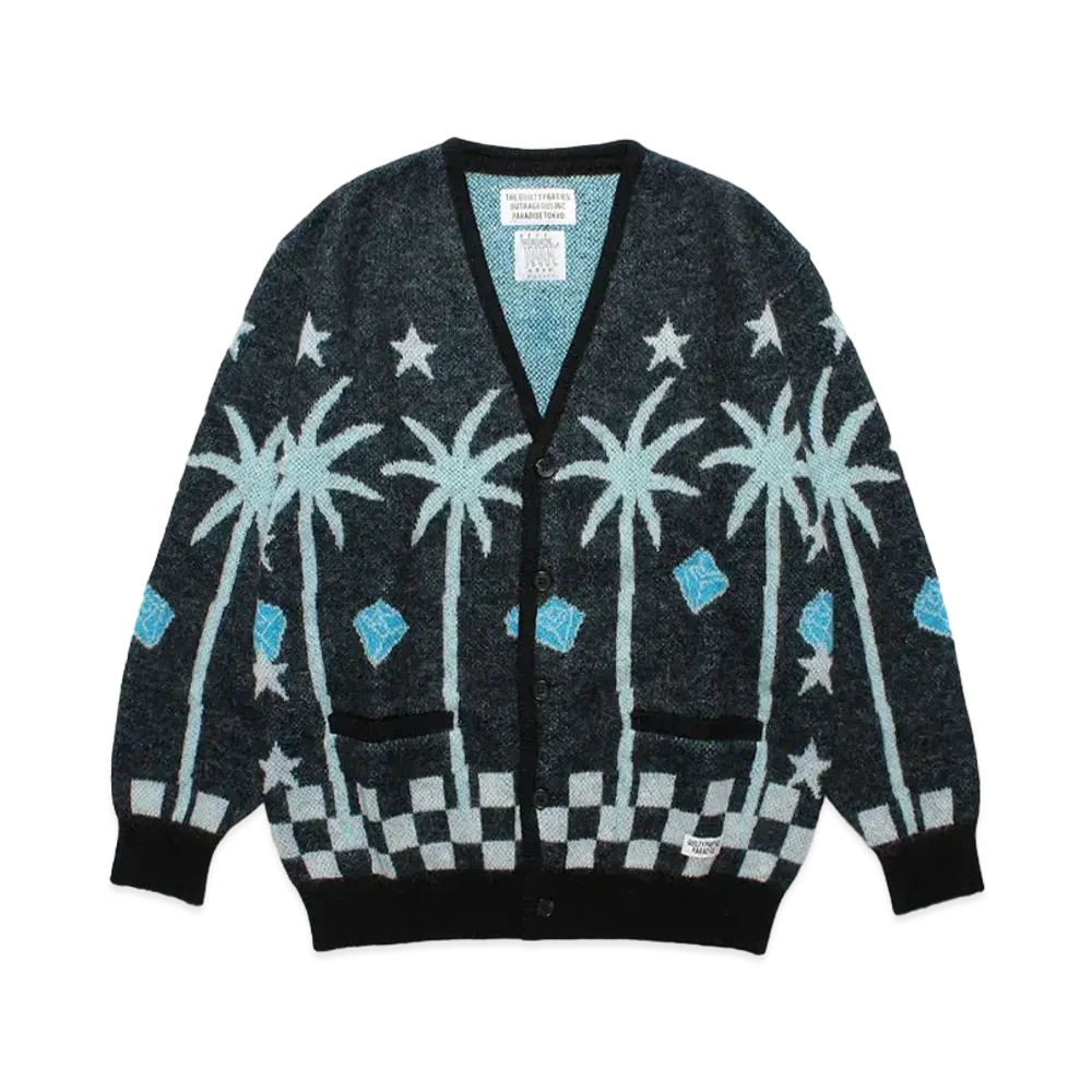 WACKO MARIA 世界平和プロジェクト / Jacquard Mohair Knit Cardigan "Black"