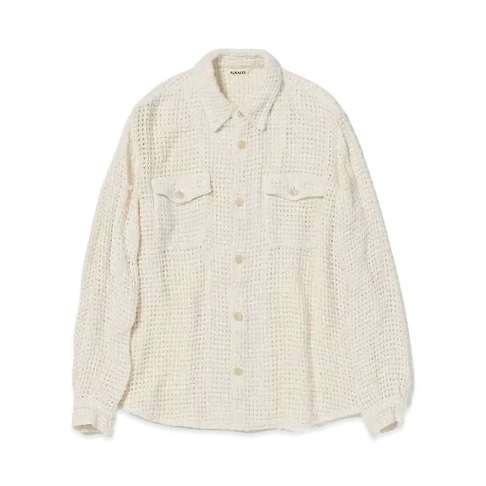 AURALEE Homespun Summer Tweed Mesh Shirt "Off White"