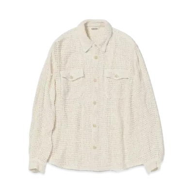 AURALEE Homespun Summer Tweed Mesh Shirt "Off White"