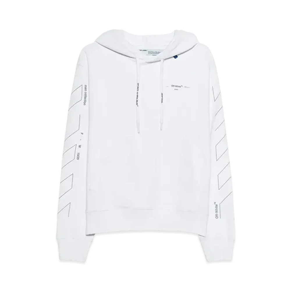 OFF-WHITE Diag Unfinished Slim Hoodie "White"