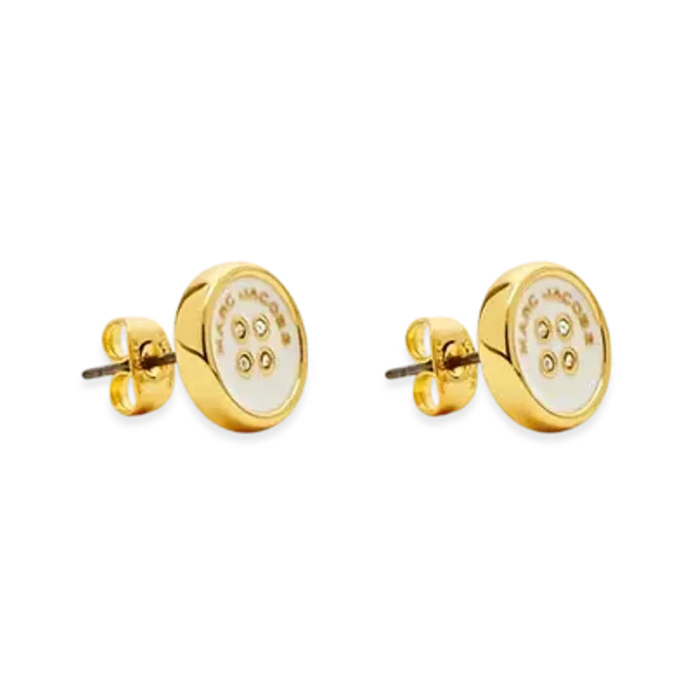 Marc Jacobs Button Enamel Stud Earrings "Silver/Black"