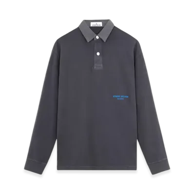 Stone Island 209X4 Marina 24/2 Cotton Jersey Old Effect Oversized Fit Long Sleeve Polo Shirt - 24FW "Ink Blue"