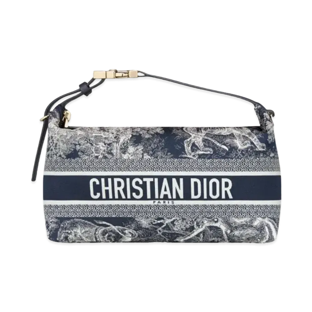 Dior Medium DiorTravel Nomad Pouch Toile de Jouy Reverse Technical Fabric "Blue"
