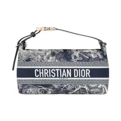 Dior Medium DiorTravel Nomad Pouch Toile de Jouy Reverse Technical Fabric "Blue"