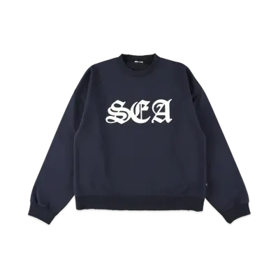 WIND AND SEA Leather Patch Sweatshirt "Navy"