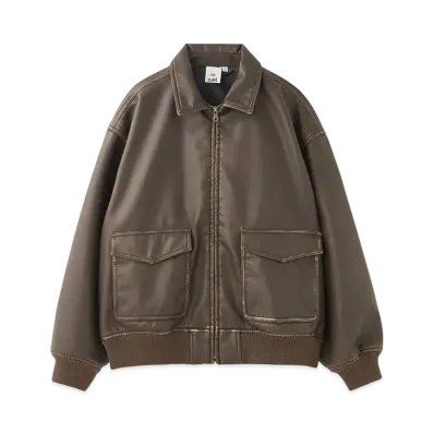 X-Girl Distressed Faux Leather Jacket "Brown"