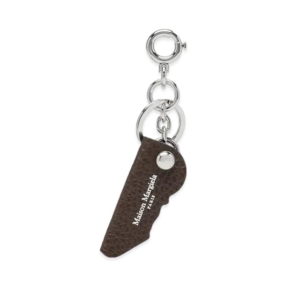 Maison Margiela Logo Leather Keyring "Walnut"