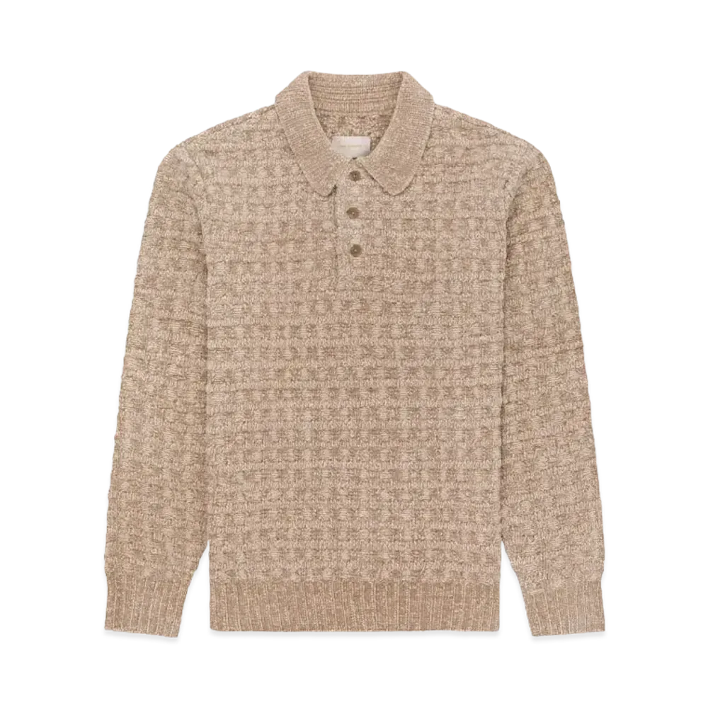 Aime Leon Dore Long-Sleeve Waffle Knit Polo "Beige"