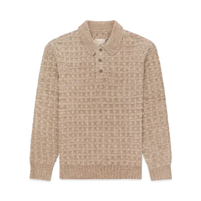 Aime Leon Dore Long-Sleeve Waffle Knit Polo "Beige"