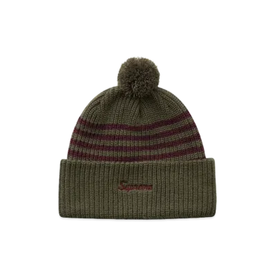 Supreme Striped Loose Gauge Beanie "Olive"