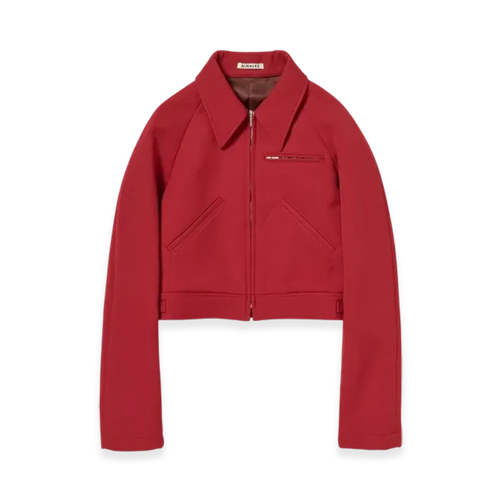 AURALEE Twisted Double Cloth Cropped Zip Blouson "Red"