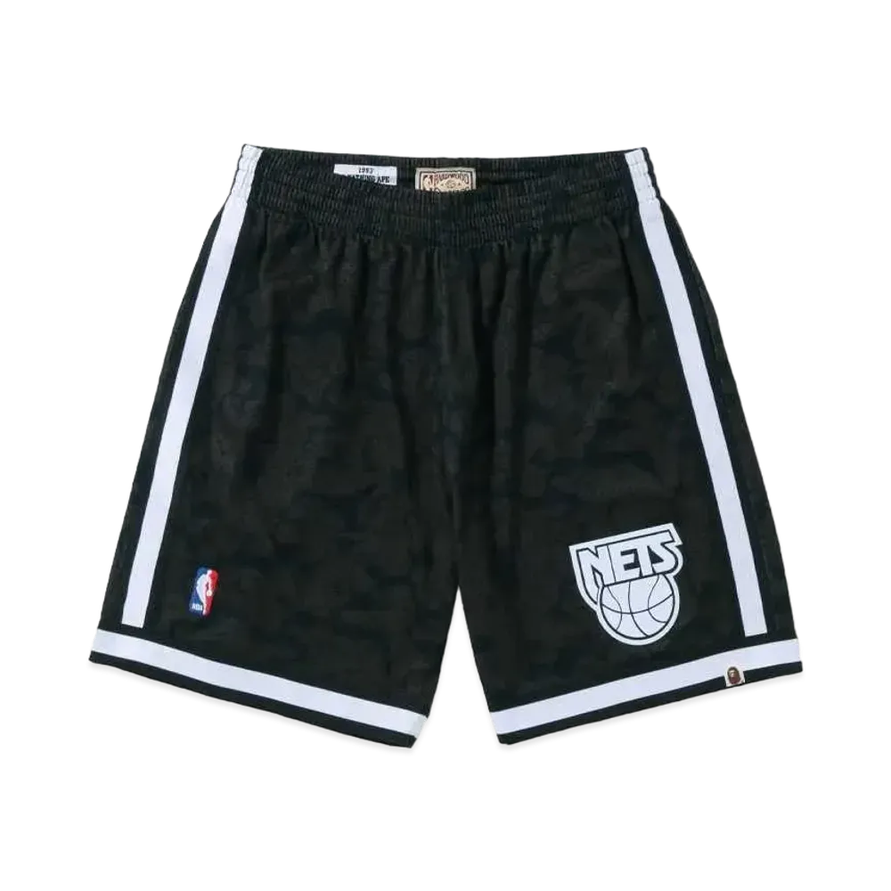 A BATHING APE x Mitchell&Ness x NBA NEW JERSEY NETS Jersey Shorts "Black"