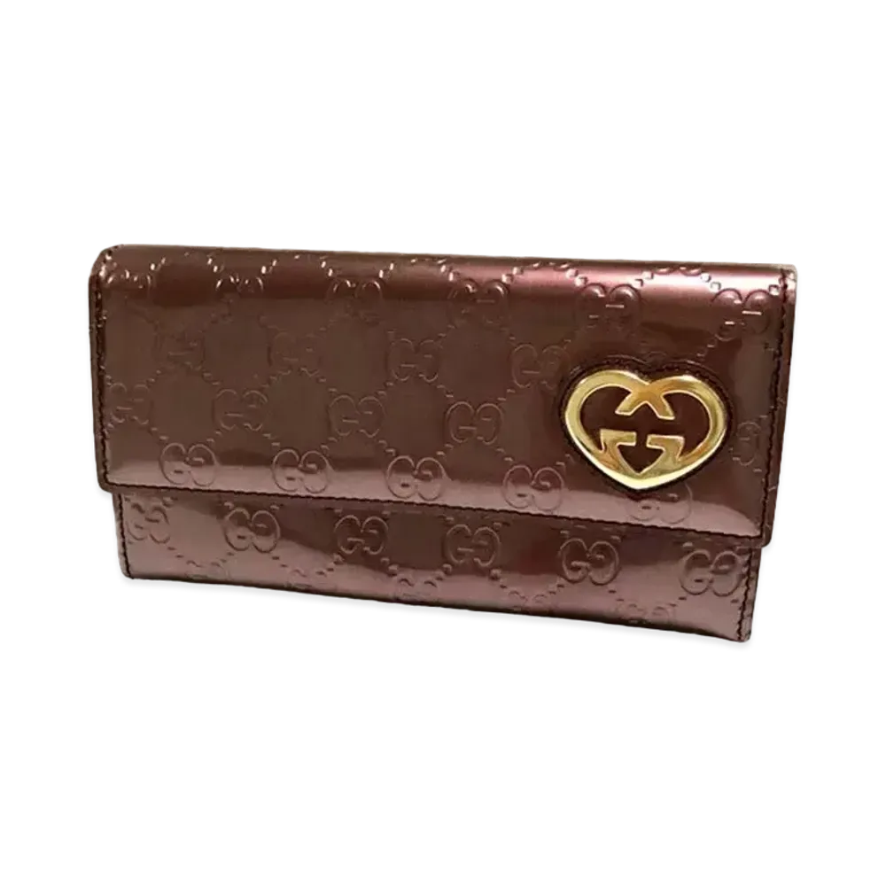 Gucci Shinie Sima leather Lovery Long Wallet "Bordeaux"