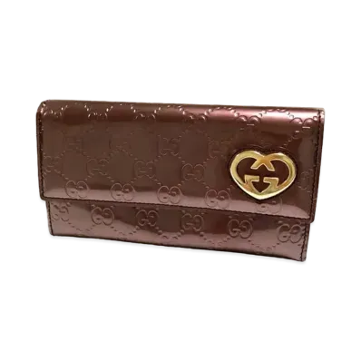 Gucci Shinie Sima leather Lovery Long Wallet "Bordeaux"
