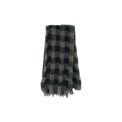 Yohji Yamamoto Y's SHRINKAGE W CHECK STOLE "Navy"