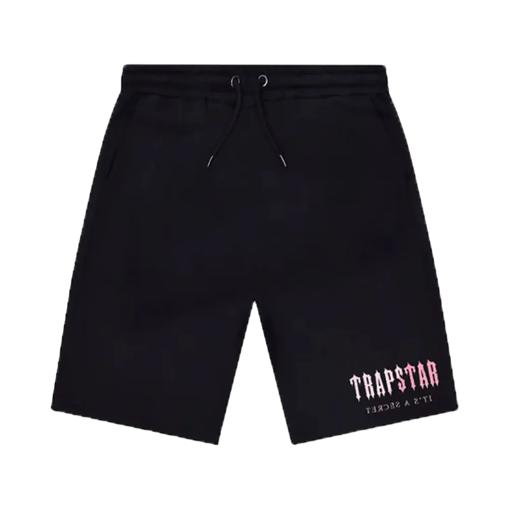 TRAPSTAR Decoded Chenille Hooded Shorts Set "Black/Pink"