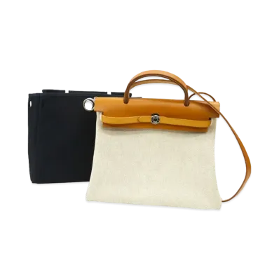 HERMES Sac Herbag Toile H 2WAY Bag "Ivory"