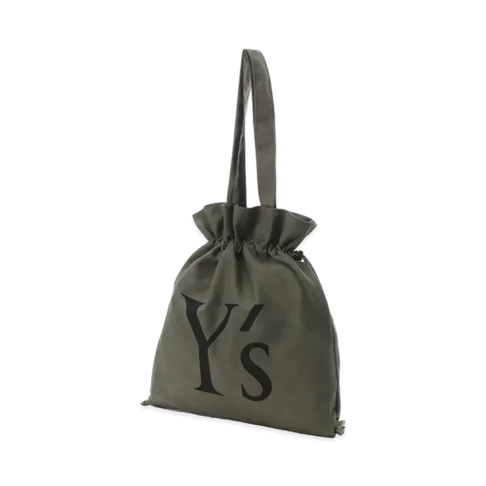 Yohji Yamamoto Y's WASHED CANVAS Y's LOGO DRAWSTRING BAG "Khaki"
