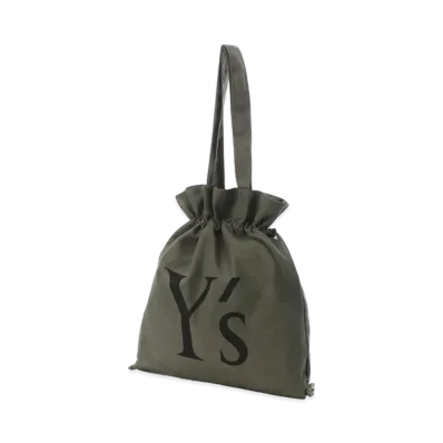 Yohji Yamamoto Y's WASHED CANVAS Y's LOGO DRAWSTRING BAG "Khaki"