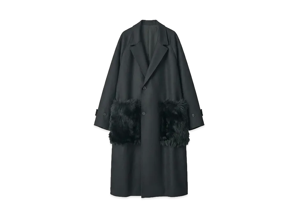ssstein Oversized Pocket Coat (Pocket Fur) "Black"