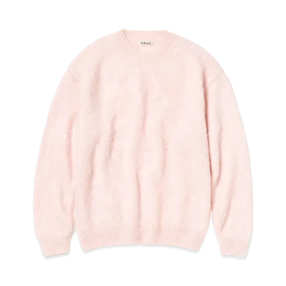 AURALEE BRUSHED SUPER KID MOHAIR KNIT P/O "Light Pink"
