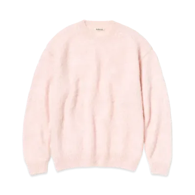 AURALEE BRUSHED SUPER KID MOHAIR KNIT P/O "Light Pink"