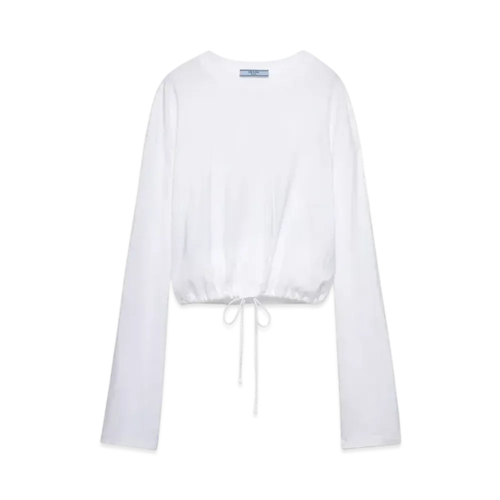 PRADA Women's Long-Sleeved Jersey T-Shirt "White"