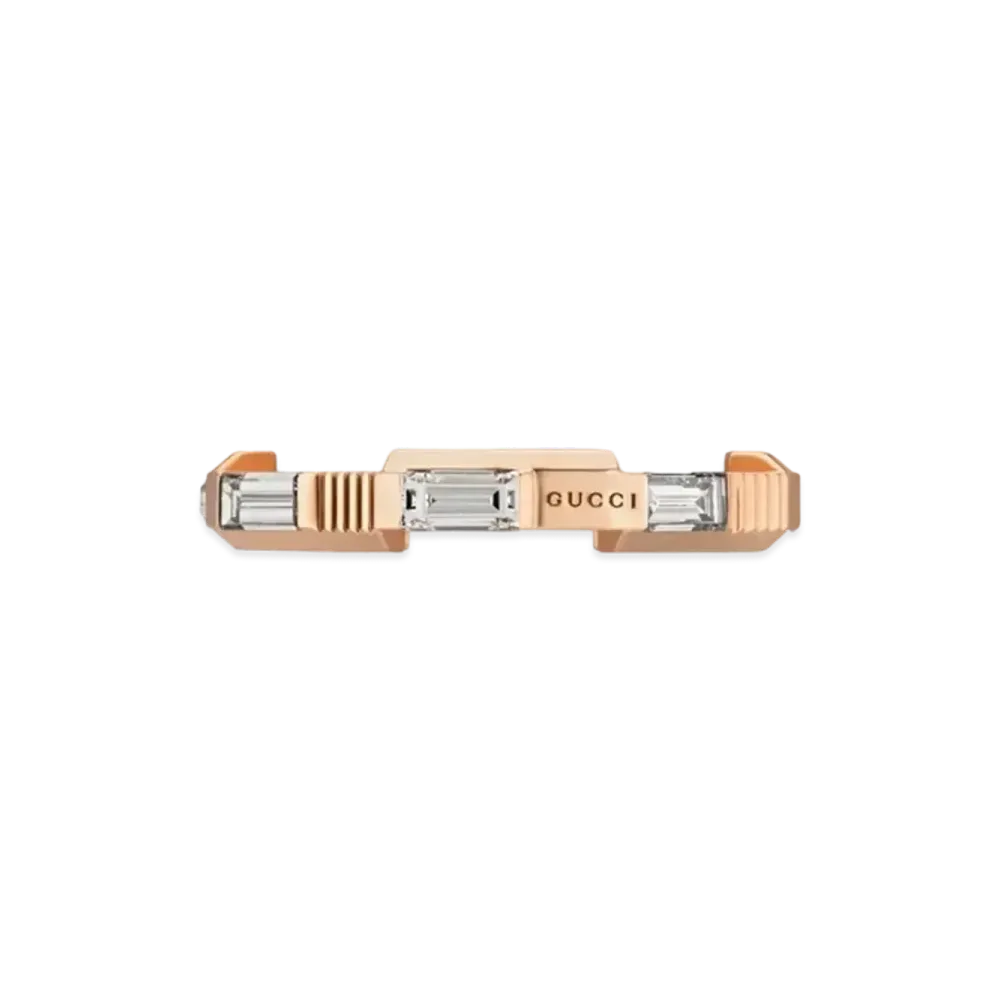 GUCCI Link to Love Rectangular Step Cut Diamond Ring