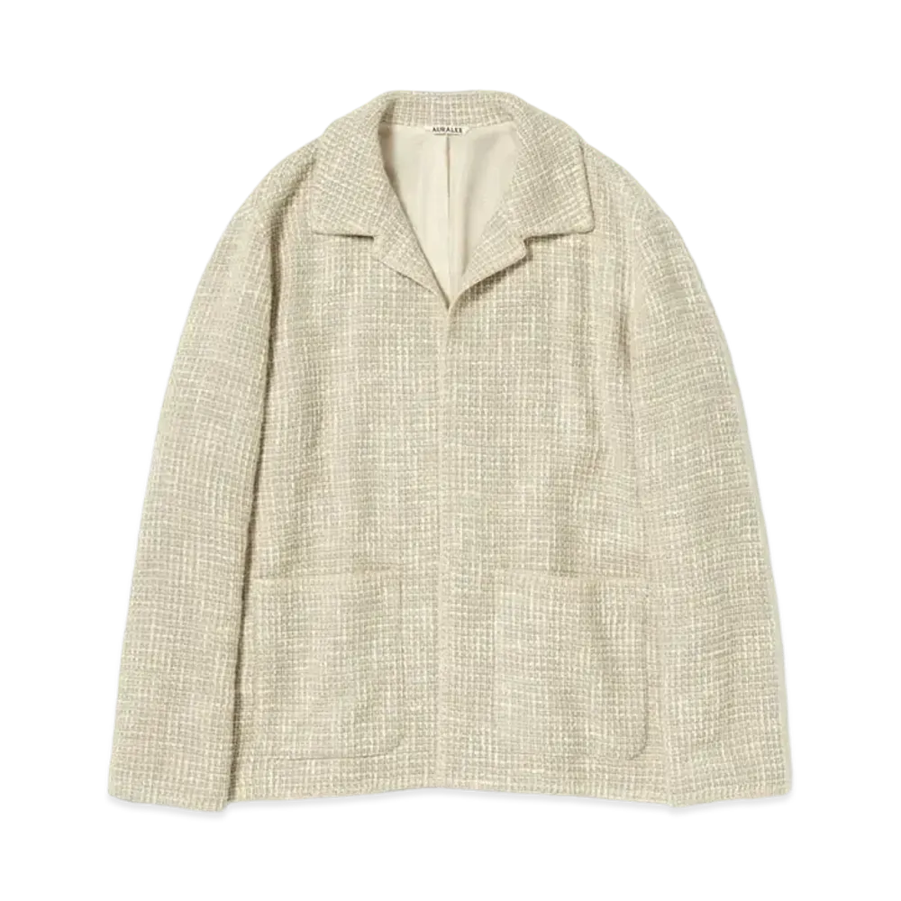 AURALEE HOMESPUN TWEED SHIRTS BLOUSON "Ivory"