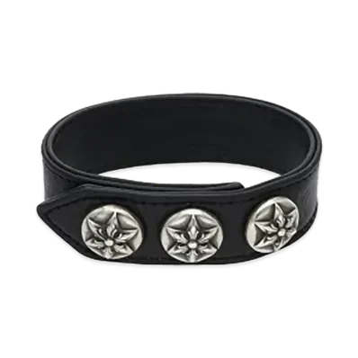 Chrome Hearts Star 3 Button 2 Snap Leather Bracelet "Black"