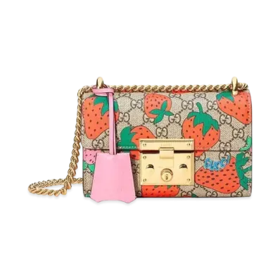 GUCCI Padlock GG Strawberry Small Shoulder Bag
