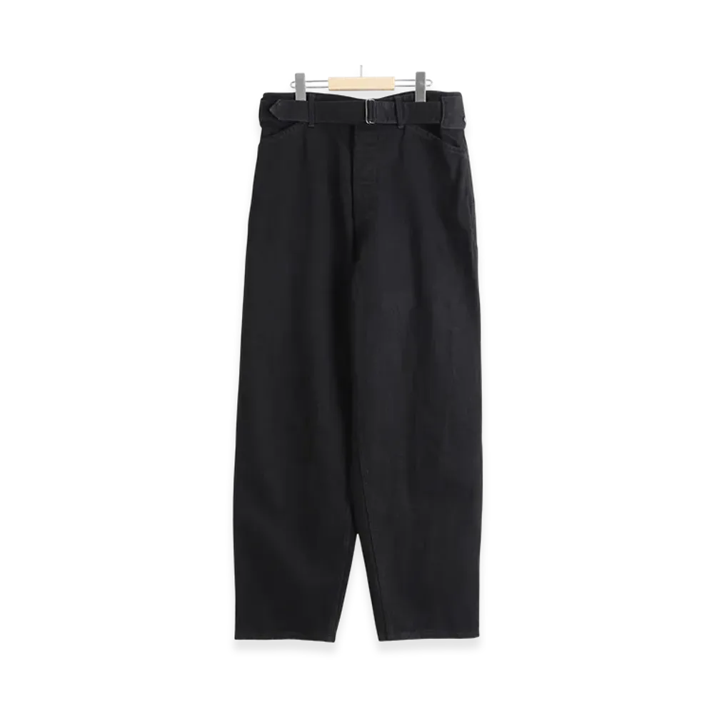 COMOLI Black Denim Belted Pants "Black"