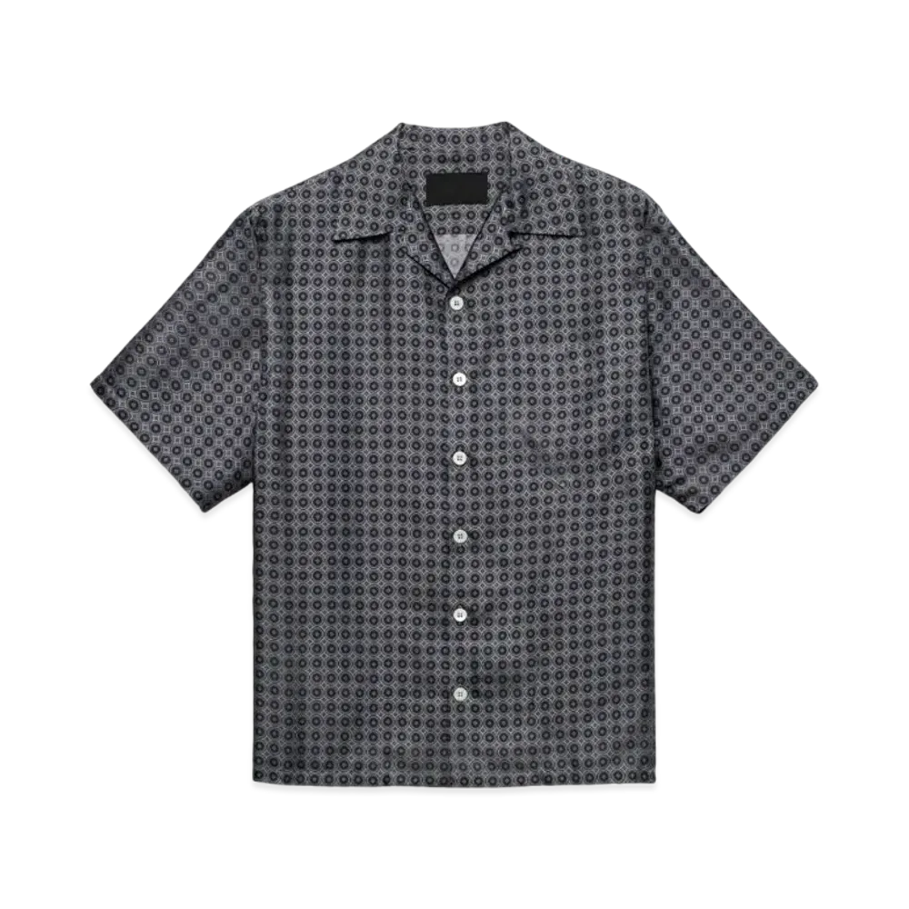 PRADA Men's Short-Sleeved Silk Shirt "Dark Gray"